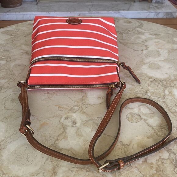 NWOT Dooney & Bourke Leather & Striped Canvas Crossbody Bag - Picture 6 of 16